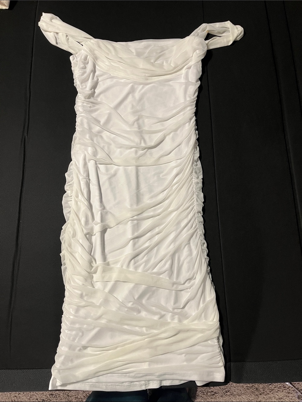 White One-Shoulder Ruched Bodycon Dress